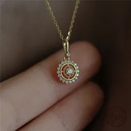 Kolye Kolye Hi Man 925 Sterling Sier Kaplama 14K Altın Kore Küçük Retro Disk Kolye Kadın Moda Glamour Partisi Takı Dro Smtzg