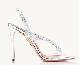 Fashion Summer Babe Crystal Bows Izzy Sandal Shoes Women Stiletto-heel Sexy Lady Evening High Heels Bridal Wedding EU35-43.BOX