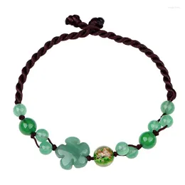 Anklets jade flower 여성 보석 선물 녹색 부적 보석 보석 남성 럭셔리 디자이너 선물 자연 패션 real