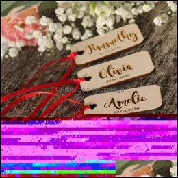 زخرفة الحفلات 20 PCS اسم مكان مخصص علامة الخشب Table Decor Tag for Wedding Baby Shower Gift 220618 Drop del Otlq9