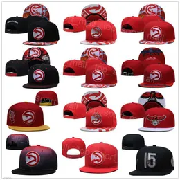 Baskethattar Sun Stretch Justerbar Cap Snapback Sport monterad Trae Young DeAndre Hunter John Collins Sticked Fitted Team Color Black Red Men