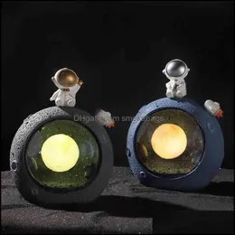 Arts And Crafts Galaxy Astronaut Creative Home Tabletop Small Lamp Living Room Decoration Graduation Gift Drop Delivery 2022 Garden A Otstp