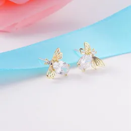 Stud Earrings ESSFF Gold Animal Design Oval Crystal For Women Girls Gifts Prevent Allergies Piercing Earring Trend Jewelry 2022
