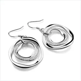 Dangle Shandelier 925 Sier Jewelry DropEarring Women Vintage Three Circle Earrings Delivery 2022 DHH06