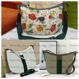 Ophidia Knödel Semilunar Shoulder Bag Classic Canvas Bags Crossbody Women Floral Leather Clutch Messager Handbags with Red and Green Webbing Luxurys 598125