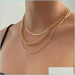 Pendant Necklaces 17Km Fashion Mti-Layered Snake Chain Necklace For Women Vintage Gold Coin Pearl Choker Sweater Necklaces Party Jewe Dh8Xu