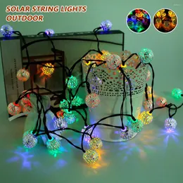 Weihnachtsdekorationen, Solar-LED-Globus-Lichterkette, 50 LEDs, marokkanische Feen-Party-Dekorationslampe mit 8 Modi, angetriebene Laterne