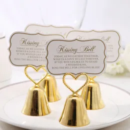 Beautiful Gold and Silver Kissing Bell Place Card Holder Photo Holder Wedding Table Decoration Favors RRB16416