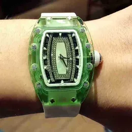 Luxury RM Wristwatch Mill Business Leisure RM07-02 Hela automatisk mekanisk Millr Watch Green Crystal Tape Fashion Weates A8el