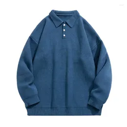 Maglioni da uomo Autunno Inverno Uomo Pullover lavorato a maglia Collo a polo Maglione spesso Moda uomo Kintwear allentato Manica lunga Coppia oversize