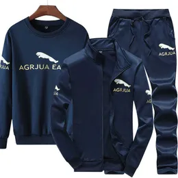 남자 트랙 슈트 브랜드 겨울 스포츠 달리기 세트 캐주얼 스포츠웨어 스웨트 셔츠 2021mens 3 조각 따뜻한 재킷 스웨트 팬츠 체육관 의류