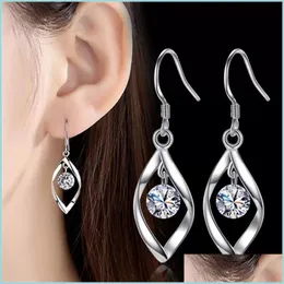 Stud 925 Sterling Sier New Jewelry Woman Fashion Earrings Retro Long Tassel Cubic Zirconia Pop Hook Drop Delivery 2022 Earring DHFCT
