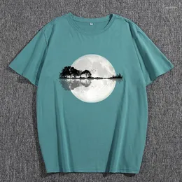 Herren T-Shirts Sommer T-Shirt Kurzarm Mond Baum Reflexion Druck Mode Lässig Männlich Grafik Streetwear Männer Regelmäßige O-Ausschnitt T-Shirts Tops