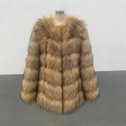 Cappotto di pelliccia da donna imitazione procione cuciture finte autunno e inverno da donna