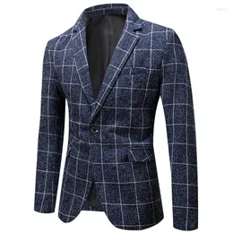 Erkekler Erkekler Resmi Takım Ceket Bahar Sonbahar Ekose Blazers Modaya Düzenli Vahşi İnce Küçük İşletme Tek Blazer Katlar Erkek