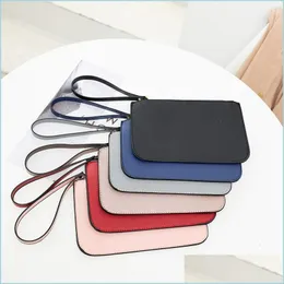 Storage Bags Handbag Coin Purses Leather Bag Fashion Simple Women Purse Hand Zipper Buckle Card Holder Solid Wallets Money 27 L2 Drop Dhjyz