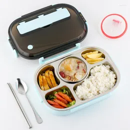 Geschirr-Sets, Studenten-Wärmedämmung, Lunchbox, fünf Fächer, mit Suppenschüssel, versiegelt, 304 Edelstahl, Bento-freies Geschirr