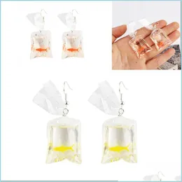 Dangle Chandelier Originality Dangle Earrings Transparent Fashion Ear Pendants New Candy Goldfish Personality Resin Woman Lovely Ear Dhepu