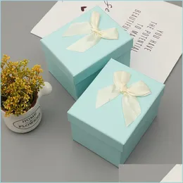 Jewelry Pouches Bags Jewelry Pouches Bags Ribbon Bow-Knot Box Light Blue Accessories Case Per Watch Lipstick Candy Packaging Msee Pi Dh4Vf