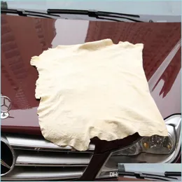 Handduktorkning Reng￶ring Handduk Naturlig ￤kta l￤der Chamois Shammy Sponge Tyg F￥rskinn Absorberande bil Tv￤tt Drop Leverans 2022 M Dhuqs