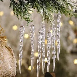 Strings 12pcs Christmas Simulation Ice Xmas Tree Hanging Ornament Fake Icicle Winter Party Year Decoration Kerst Supplies