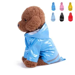 Dog Apparel Pet Raincoat PU Waterproof For Small Medium Dogs Chihuahua Teddy Husky Reflective Clothes Hooded Jacket Supplies