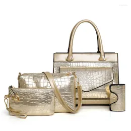 Evening Bags SGARR Luxury Women PU Leather Handbags Fashion Ladies 4 Pieces Set Shoulder Bag Casual Big Crocodile Tote