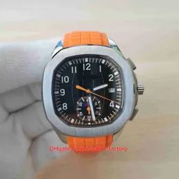 ZF MAKER MENS MENS Titta p￥ Super Quality 42.2mm Aquanaut 5968 5968A-001 Orange Luminova Watches Transparent Cal.Ch 28-520 C R￶relse Mekaniska automatiska armbandsur