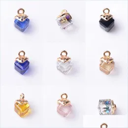 Charmos Diy Bloco Cristal Liga de Cristal Charms Brincos de jóias Colar Pingente Pingente Kichain Bracelet Fittings Madef Colorf 0 58ry Q2 DHS7X