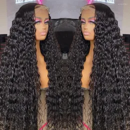 30inch 13x4 Deep Wave Frontal Wig Brazilian Curly Human Hair Wigs For Women Bob HD Lace Water Closure