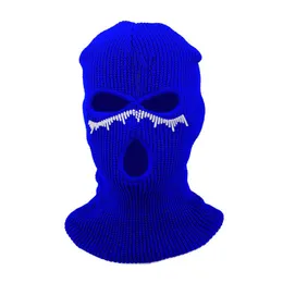 Radsportkappen Masken Winter 3 Hos Ski -Maskenkappe warm Unisex Vollgesichts Cover Balaclava Hat Ski Reitsport -Strickhüte Lustige Party Mütze L221014