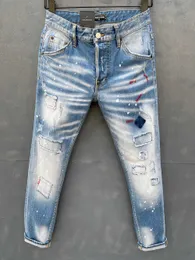 Herr jeans dsq fantom sköldpadda klassisk mode man hip hop rock moto mens casual design rippad nödställd mager denim cyklist 6131