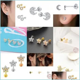 Stud 1Pc Fashion Cz Ear Studs Cartilagine Orecchino Per Le Donne 925 Sterling Sier Zircon Piccolo Stud Piercing Gioielli Regali 1442 Q2 Drop Del Dhw7T