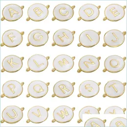 Ciondoli 13X18Mm Ottone bianco 26 lettere Connettore per gioielli per donna Bracciale Collana Accessori fatti a mano Consegna drop 2022 Risultati Dhupx