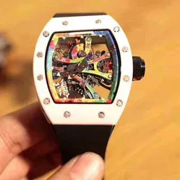 Luxury Rm Wristwatch Mill Business Leisure Rm68-01 Fully Automatic Mechanical Millr Watch Ceramic Case Tape Men's Watch Designer Waterproof 9abc