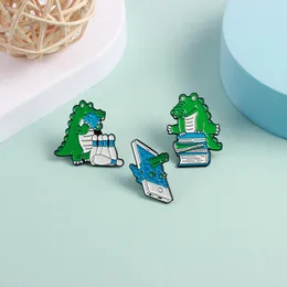 Cute Dinosaur Brooches Pin for Women Kids Fahsion Jewelry Shirt Coat Dress Denim Bag Decor Metal Enamel Pin