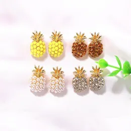 Stud Fashion Cute Glass Crystal Pine Stud ￶rh￤nge f￶r kvinnor Boho Simated Pearl Fruit ￶rh￤ngen Uttalande smycken g￥va 2503 y2 drop del dhwpi