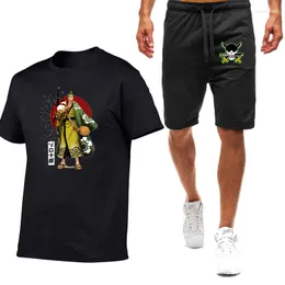 Herrspårar Ett stycke 2022 herr Roronoa Zoro Summer Tracksuit Casual Short Sleeve T Shirt Topps Shorts 2 Pieces kostymer kläder