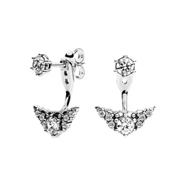 CZ Diamond Princess Crown Stud ￶rh￤nge med originall￥da f￶r Pandora Authentic 925 Sterling Silver Women Wedding Jewelry Pendant ￶rh￤ngen