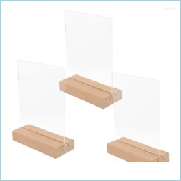 Jewelry Pouches Bags Jewelry Pouches Bags 3Pcs Wooden Base Clear Display Stand Transparent Table Menu Holder Brit22 Drop Delivery 20 Dhvyu