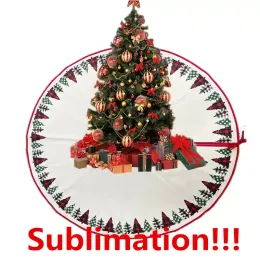 New Sublimation Christmas Tree Skirts Decorations Blanks Heat Press DIY Printing RED Christmas Linen Trees Ornament RRE15030