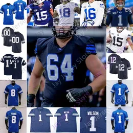 Voetbalshirts BYU Cougars Voetbalshirt NCAA College Jaren Hall Zach Wilson Christopher Brooks Hill Young Bywater Epps Nacua Tooley Nelson Roberts Katoa