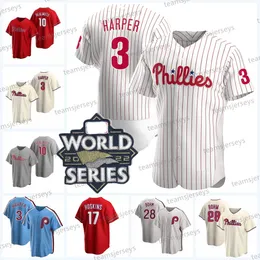 Harper Rhys Hoskins 2022 Dünya Serisi Jersey Nick Castellanos Bryce Kyle Schwarber Aaron Nola J.T. Realmuto Matt Vierling Alec Bohm Wheeler