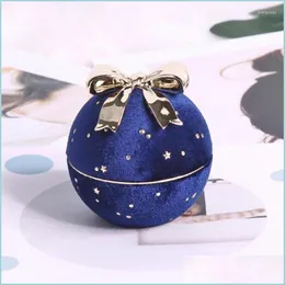 Jewelry Pouches Bags Jewelry Pouches Bags Ring Storage Box Starry Sky Round Bowknot Necklace Pendant Display Case Brit22 Drop Delive Dhbrh