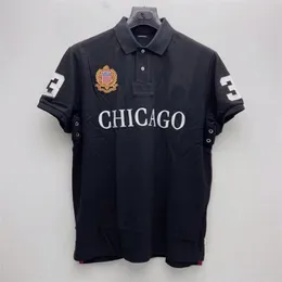 Camicia stand up da uomo da città T-shirt ricamata a maniche corte alla moda moda casual S-5XL Abito estivo per il commercio estero