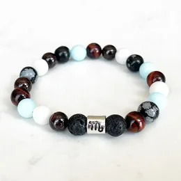 Strand MG1644 New Design Scorpio Zodiac Bracelet 8 MM Red Tiger Eye Moonstone Snowflake Jasper Wrist Mala Natural Gemstone Jewelry