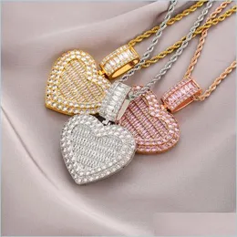 Pendant Necklaces Customize Memorial Po Frame Medal Pendant Necklace Heart Shape Can Be Opened Men Women Lover Gift Couple Pendants D Dhnb8