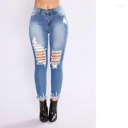 Jeans da donna Pantaloni coreani con nappa strappata con foro coreano Pantaloni skinny vintage da donna Streetwear 2022 Moda donna lunga