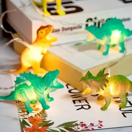 Saiten 1pc Abs Weihnachten Tag Lichterketten LED Dinosaurier Cartoon Urlaub Halloween Dekoration für Schlafzimmer 1,5 m 10