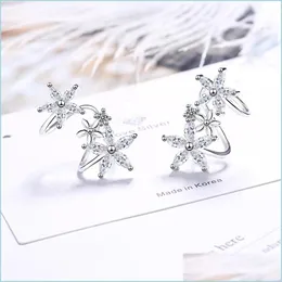 Flores do garanhão clipes de ouvido Brincho para mulheres Earings de zircão embutido Jóias de moda Moda de jóias Doce de garanhão coreano de estilo coreano 2022 dh5bd